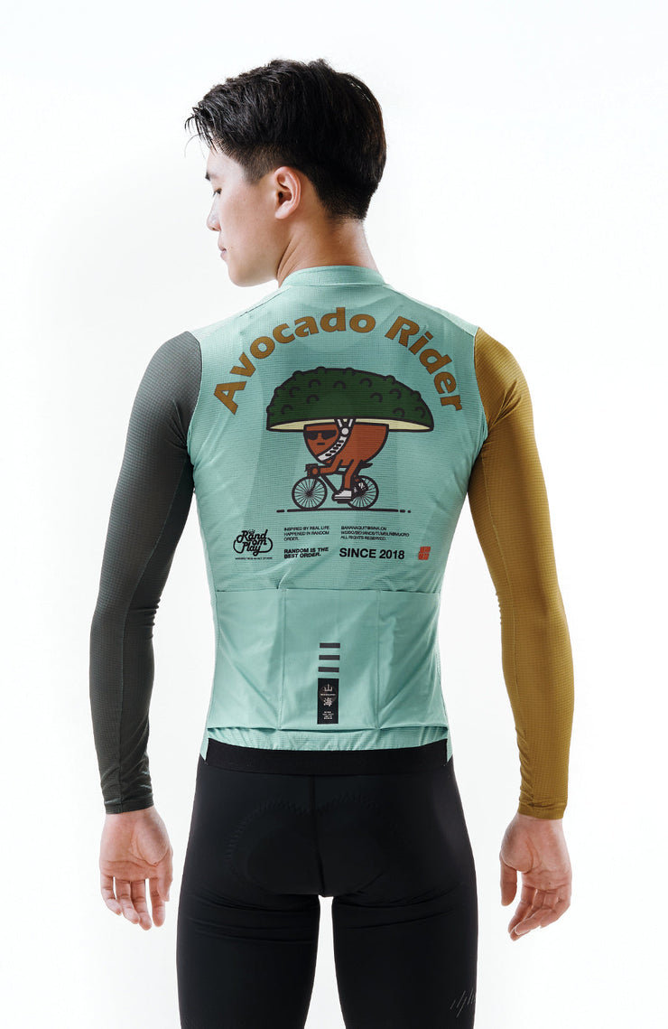Avocado Rider Long Sleeve Mens Jersey - Asian Art Series